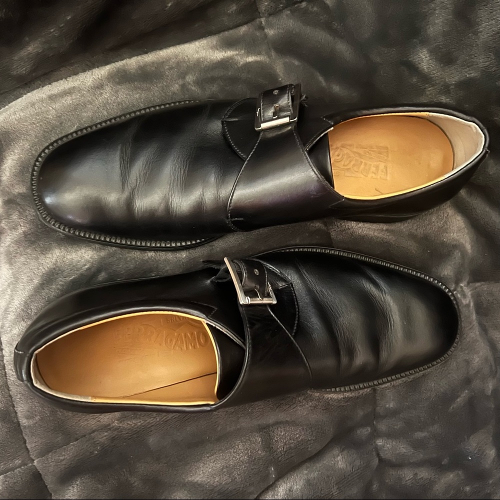 Mens vintage Florence Salvatore Ferragamo leather buckle loafers/dress shoes